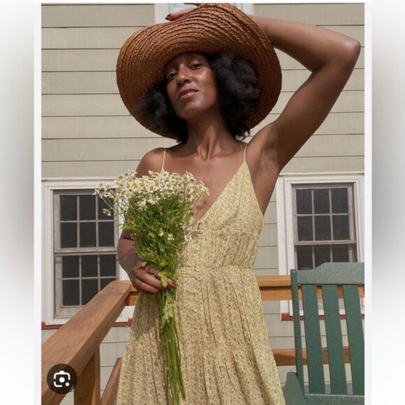 💕DOEN💕 Irina Dress ~ Moonflower Floral Print Yellow Small S NWT - Picture 4 of 16